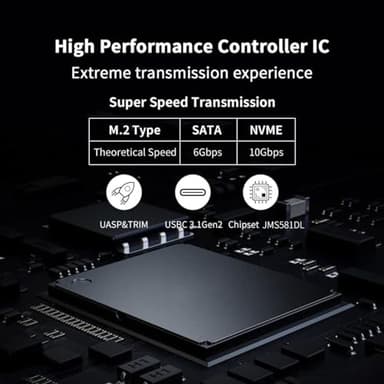 SSK Aluminum M.2 to USB NVMe SATA SSD Enclosure Reader, Tool-Free USB 3.2 Gen 2 10Gbps NVMe PCI-E 6Gbps SATA M-Key / B+M Key Solid State Drive External Adapter with UASP Trim, for SSDs 2242 2260 2280 - Image 5