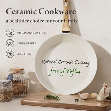 Bazova 24 Pcs Pots and Pans Set Non Stick Ceramic Cookware Set with 3 Stockpots, White Interior Black Exterior, Healthy Non-Toxic, Large Capacity, Induction Compatible, PFAS/PTFE/PFOA Free - Image 3