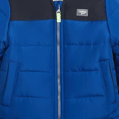 OshKosh B'gosh Baby Boy's Fleece-Lined Hooded Puffer Jacket Winter Coat, Blue - Image 4