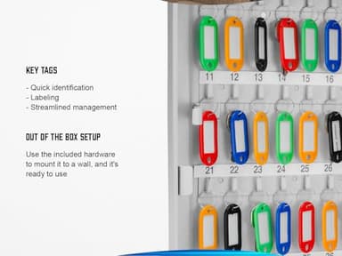Barska 160-Position Key Cabinet Lock Box – Adjustable Numbered Hooks, Color-Coded Key Tags, Steel Construction – Gray Finish - Image 3