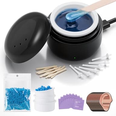 Azang Nose Wax Kit Men 100g Wax USB Fast Heat Smart Constant Temp 12 Nose Hair Sticks 3 Silicone Pots Travel Size Unisex Suitable for Different Body Parts - Image 1