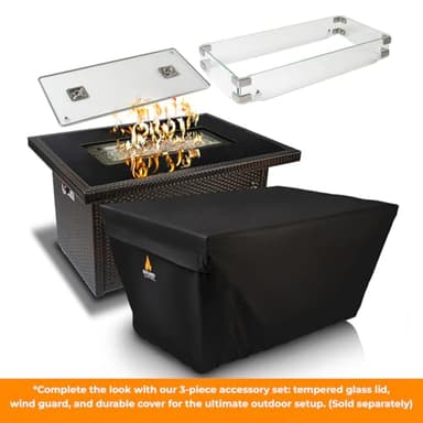 Outland Living Series 403 Fire Table – 44" 50,000 BTU Outdoor Propane Gas Fire Pit Table with Tempered Glass Top & Arctic Ice Decorative Glass Rocks, Espresso Brown - Image 4