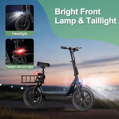 NAVIC Electric Scooter Adults,27Mile Range,Top Speed 22Mph,750W Peak Motor,14'' Pneumatic Tires,Electric Scooter for Adults,Foldable e Scooter with Back Basket - Image 7