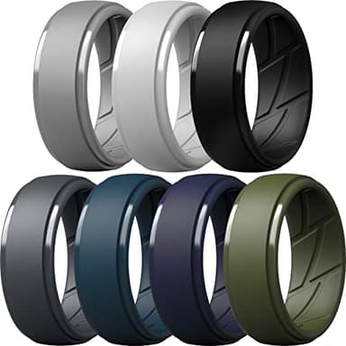 ThunderFit Men's Silicone Rings 10mm Wide 2.5mm Thick Rubber Bands, Breathable, Variety Multipack 1-10 - Image 1