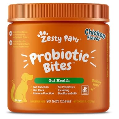 Zesty Paws Probiotics for Dogs, Digestive Enzymes Gut Flora, Digestive Health, Diarrhea & Bowel Support, DE111, Dog Probiotics Soft Chew for Pet Immune System, Chicken, 90 Ct - Image 1