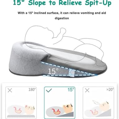 Baby Wedge Pillow - Acid Reflux Pillow, Multi-Purpose Feeding Pillow, Reflux Pillow for Baby to Reduce Spit-Up & Digestive Discomfort - Image 5