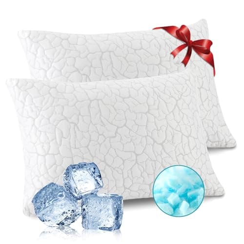 WGAKCED Cooling Pillows for Sleeping 2 Pack, Adjustable Shredded Memory Foam Pillows Queen Size Set of 2, Firm Bed Pillows for Side Back Stomach Hot Sleepers, Cold Pillow with Removable Washable Cover - Image 1