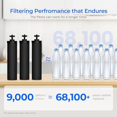 Waterdrop Gravity-fed Water Filter System, with Upgrade 3 Black Carbon Filters and Metal Spigot, 9000 Gallon Longer Lifespan and 150% Faster Flow, King Tank Series, 2.25G - Image 3