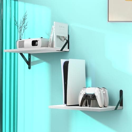 DAWASAPAT Projector Mount, White Small Mini Projector Shelf/Cable Box Wall Mount/Router Wall Mount, Projector Holder Stand Accessories with Cable Ties-2pcs - Image 1