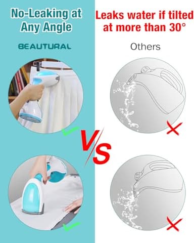 BEAUTURAL Steamer for Clothes, Portable Handheld Garment Fabric Wrinkles Remover, 30-Second Fast Heat-up, Auto-Off, Large Detachable Water Tank - Image 3