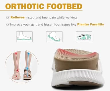 KuaiLu Womens Orthopedic Walking Sandals Comfortable Plantar Fasciitis Arch Support Summer Outdoor Travel Outfits Platform Cushion Shoes Athletic Sport Recovery Adjustable Strap Slides Beige Size 8.5 - Image 4