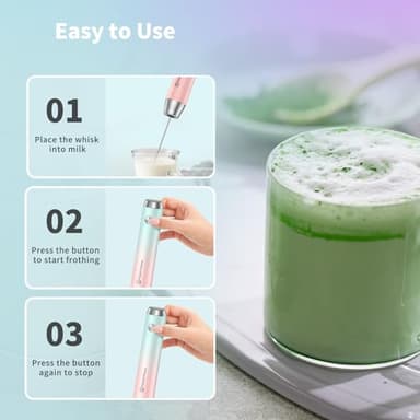 Maestri House Rechargeable Milk Frother with Stand, LunaFro Handheld Electric Foam Maker Waterproof Detachable Stainless Steel Whisk Drink Mixer Foamer for Lattes, Cappuccino - Image 5