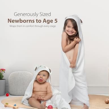 MINIBOO Hooded Baby Towels for Newborn & Toddler - Super Soft Baby Bath Towels with Hood, Highly Absorbent Viscose Made from Bamboo Hooded Towel for Boys, Girls, Newborn Essentials. - Image 6