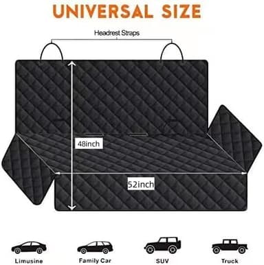 JSTHT Dog Car Seat Covers for Back Seat Waterproof Bench Seat Cover Protector Nonslip Durable Soft Pet Dog Back Seat Cover for Car, Truck, & SUV (Black) - Image 6