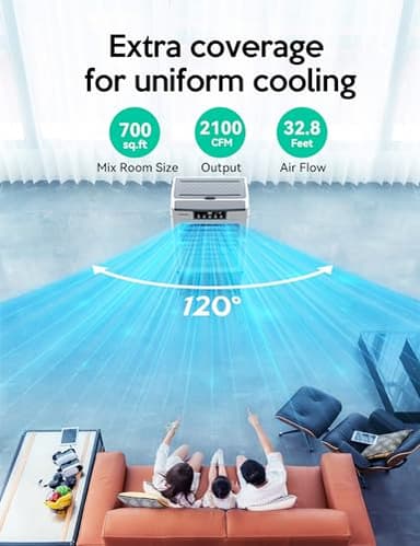 VAGKRI Swamp Cooler, 2100CFM Evaporative Air Cooler with 3 Modes & Wind Speeds, 120°Oscillation, 24H Timer, Portable Outdoor Air Conditioner with Auto Fill for Patio Garage Commercial Use, 8 Gallon - Image 2