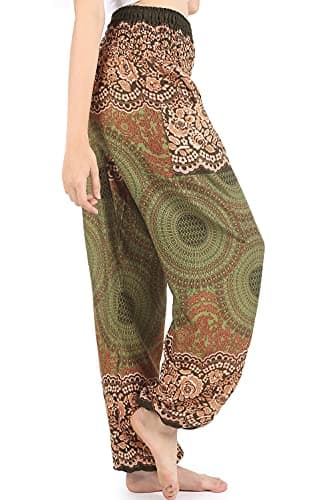 Boho Pants 2-Pocket Flowy Harem Pants Women for Yoga Travel Hippie Clothes - Image 8