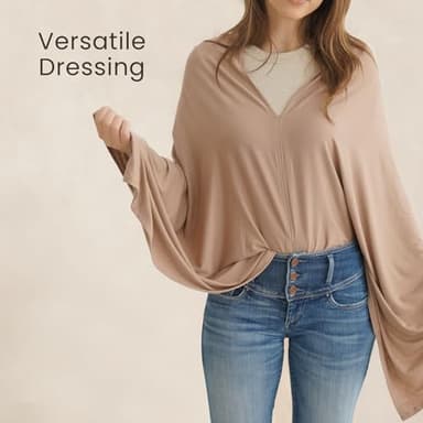 Konssy Knit Nursing Cover for Breastfeeding, 360 Full Privacy Breathable Breastfeeding Cover, Multi-use Carseat Canopy(Clay) - Image 3