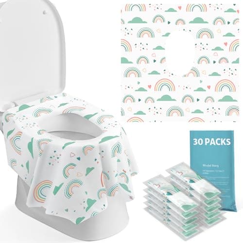 Blissful Diary 30 Pcs Toilet Seat Covers Disposable for Toddlers & Adults, Extra Large Waterproof, Portable Package for Travel, Kids Potty Training - Image 1