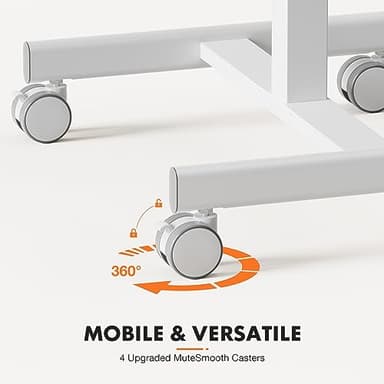Sweetcrispy Mobile Small Standing Desk - Sit Stand Portable Rolling Laptop Desk with Lockable Wheels, Adjustable Height Computer Workstations, White - Image 7