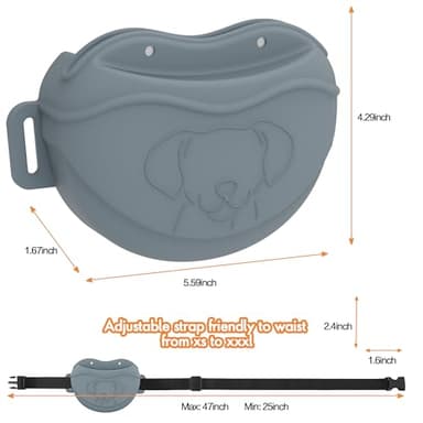 AWINNER Dog Treat Pouch - Premium Silicone - Upgrade 4 Strong Magnets Enhanced Magnetic Closure, Adjustable Waist Belt - Ideal for Puppy Training and Outdoor Walks (Grey) - Image 5