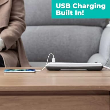 KMC 4-Outlet Surge Protector Power Strip with USB Ports, 2 USB-A, Power Strip Surge Protector, 600J Surge Protection, 2ft Extension Cord, 3-Prong Grounded Plug, UL/ETL Certified, White - Image 5