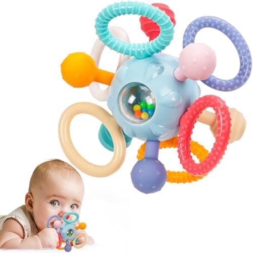Montessori Teething Toys for Babies 0-6 6-12 Months, Baby Teether Sensory Toys for 0 3 6 9 12 18 Months, Newborn Infant Learning Toys for 1 2 Year Old Boys Girls - Image 1