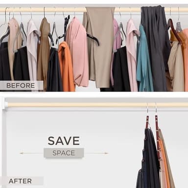 MORALVE Pants Hangers Space Saving - 2 Pack European Beechwood Scarf and Jean Hangers - Closet Organizer and Space Saver Pant Rack, Leggings Hanger, and Scarf Holder with 360° Swivel Hook - Image 3