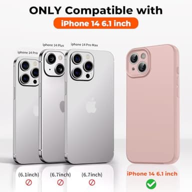 SUPFINE Designed for iPhone 14 Case,Premium Liquid Silicone with [Soft Anti-Scratch Microfiber Lining][Upgraded Camera Protection] Slim Shockproof Protective Phone Case for Men Women Girls,Chalk Pink - Image 2