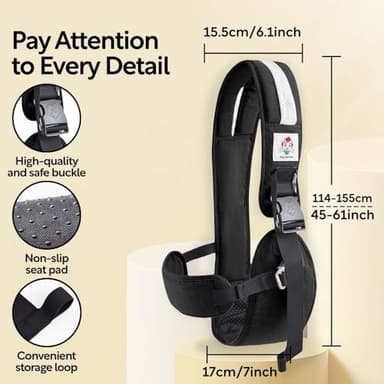 JOYNCLEON Baby Sling Carrier with Hip Seat - Breathable & Adjustable, Anti-Slip Design for Infants 0-36 Months, ASTM Certified, Ergonomic Hands-Free Carrier Carrying 8-35lbs (Black) - Image 6