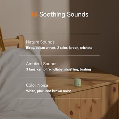 Dreamegg Sound Machine for Sleep - Portable Sound Machine Baby Adults, 16 Soothing Sounds, Timer, Travel Mini White Noise Sound Machine for On-The-go Home Baby Shower Registry Gift, Green - Image 6