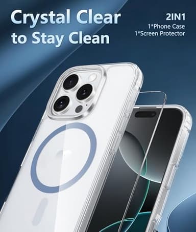 FNTCASE for iPhone 16 Pro-Max Case: Magnetic Military Grade Drop Protection Anti Yellowing Cell Phone Cover - Rugged Shockproof Protective Bumper Transparent Cases - Image 3