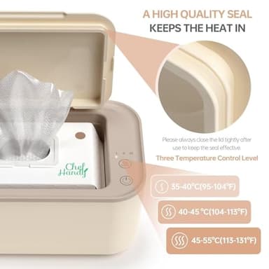 Baby Wipe Warmer, Wipe Warmer and Baby Wet Wipes Dispenser, 3 Mode Temp Control, Large Capacity, Evenly Overall Heating, Silence for Babies, Portable Diaper Wipe Warmer with Changing Light (Yellow) - Image 7
