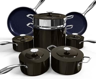 Nuwave Lux 13pc Forged Lightweight Cookware Set PFAS Free, Healthy G10 Duralon Ceramic Coating, Ultra Non-Stick, Stay-Cool Handles, Works on All Cooktops & Induction Ready - Image 1