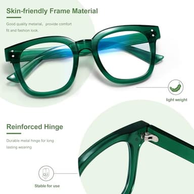 Madison Avenue Blue Light Blocking Glasses Oversized Fashion Blue Light Glasses for Women Anti Eyestrain & UV Protection Computer Eyeglasses (Green) - Image 5