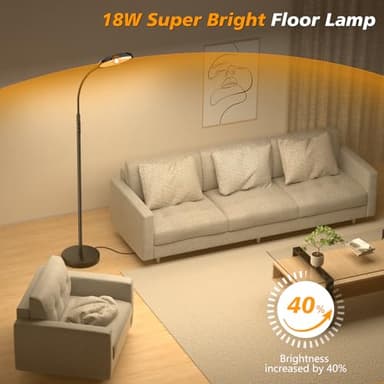 Floor Lamp, 18W Bright LED Floor Lamps for Living Room with Diamond-Surface, Stepless Adjustable Colors & Dimmer Standing Lamp with Timer, Remote & Touch Control, Reading Lights for Bedroom, Office - Image 3