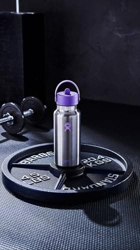 Hydro Flask Water Bottle - Insulated Stainless Steel - Wide Mouth Flex Straw Lid, Non Spill, Leakproof and Refillable in 32 Oz Stainless Steel Violet - Image 4