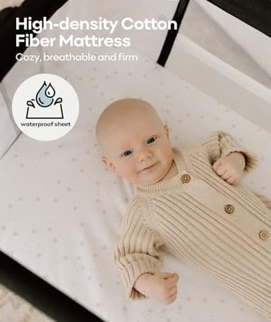 Fodoss Baby Bassinet Bedside Sleeper with Wheels and Storage Tray,4-Sided Mesh Bedside Bassinet for Infant/Newborn,7 Height Adjustable Easy Folding Bedside Crib - Image 4