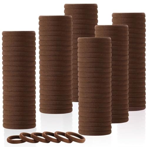 LuSeren 120 Pcs No Damage Hair Ties for Thick Hair, Large Soft Seamless Nylon Hair Elastics for Women, Ponytail Holders, Hair Accessories – brown - Image 1