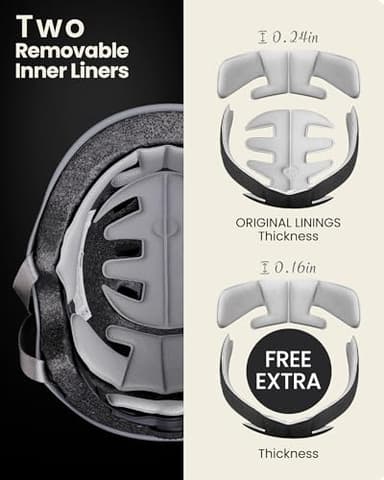 OutdoorMaster Skateboard Cycling Helmet - Two Removable Liners Ventilation Multi-Sport Scooter Roller Skate Inline Skating for Kids, Youth & Adults - L - Grey - Image 3
