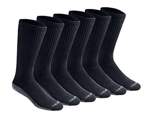 Dickies Men's Dri-Tech Moisture Control Boot-Length Socks, 6 & 12 Pairs, Sizes L-XL, Black (6 Pairs), Large - Image 1