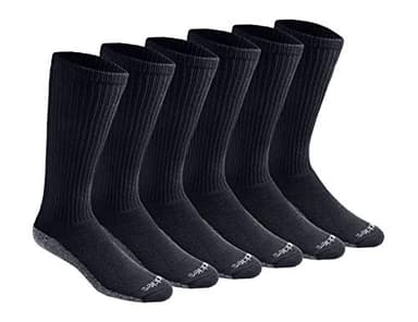 Dickies Men's Dri-Tech Moisture Control Boot-Length Socks, 6 & 12 Pairs, Sizes L-XL, Black (6 Pairs), Large - Image 1
