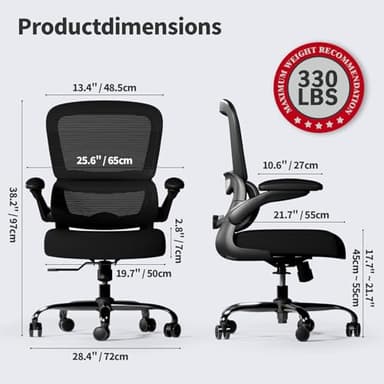 TRALT Office Chair - Ergonomic Desk Chair with Adjustable Lumbar Support, Mesh Computer Chair, Executive Chairs for Home Office Comfortable Lumbar Support (Black) - Image 2