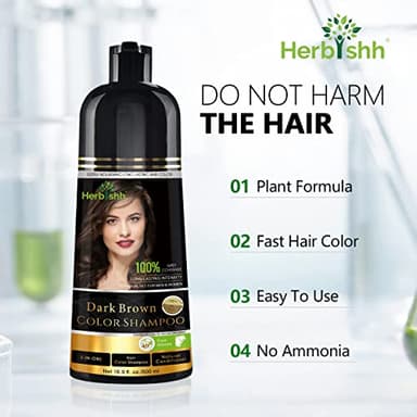 Herbishh Hair Color Shampoo - Magic Dye for Gray Hair, Lasting Color in Minutes - 500 Ml, 3-In-1, Ammonia-Free (Dark Brown) - Image 4