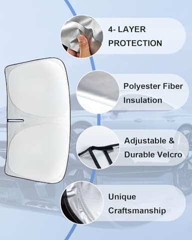 for Toyota Corolla Car Windshield Sunshade for 2020-2023 2024 Corolla Accessories Thicken 4-Layer Foldable Front Window Sun Shades Cover Sun Visor Protector 240T Reflective Fabric Car Accessories - Image 7