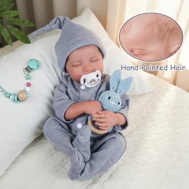 WOOROY Realistic Reborn Baby Dolls - 18 Inch Full Vinyl Body Lifelike Reborn Boy Doll Poseable Real Life Newborn Sleeping Silicone Baby Dolls Gift Toys with Accessories for Kids Age 3+ - Image 3