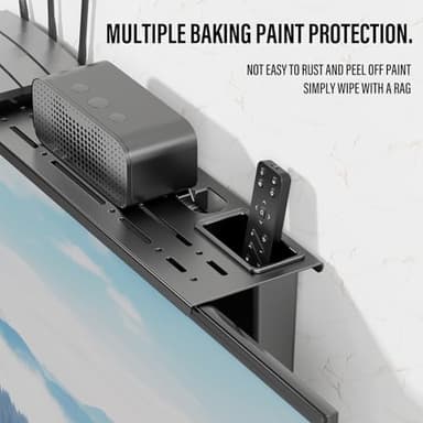 CABTE Steel TV Top Shelf- Adjustable Screen Shelf Floating Stand with 2 Storage Boxes,Computer Screen Shelf for Soundbar, Media Boxes, Game Console, Router and Home,34.65×4.33inch - Image 3