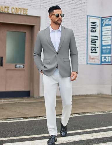 COOFANDY Men Suit Jackets Blazer Big and Tall Sportcoats Travel Daily Tuxedo Jacket, Linen Grey, Medium - Image 3