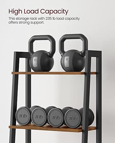 VASAGLE Ladder Shelf, 5-Tier Bookshelf, Storage Rack, Bookcase with Steel Frame, for Living Room, Home Office, Kitchen, Bedroom, Industrial Style, Rustic Brown and Ink Black ULLS45X - Image 7