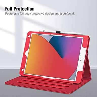 Fintie Case for iPad 9th / 8th / 7th Generation (2021/2020/2019) 10.2 Inch - [Corner Protection] Multi-Angle Viewing Stand Cover with Pocket & Pencil Holder, Auto Sleep Wake, Red - Image 9