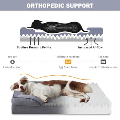INVENHO Orthopedic Dog Beds Large Sized, XL Washable Dog Sofa with Egg-Crate Foam, Waterproof Lining and Non-Skid Bottom - Image 2